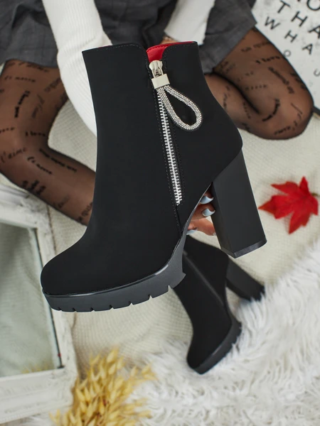 Botki damskie eko skórzane na słupku Solvyn