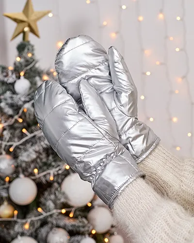 Жіночі сріблясті рукавички Royalfashion