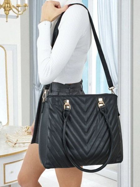 Torebka damska shopper eko skórzana z tłoczeniem Corvella