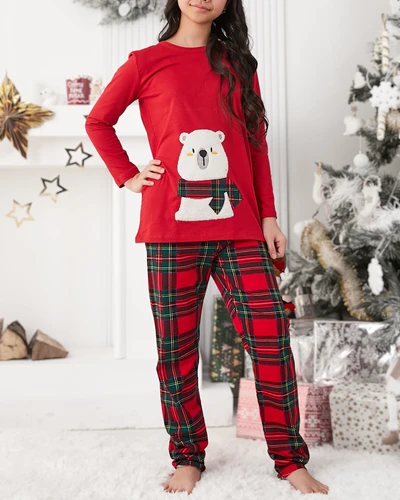 Royalfashion Świąteczna bawełniana dziecięca piżama z printem