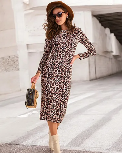 Royalfashion Damska sukienka w panterkę