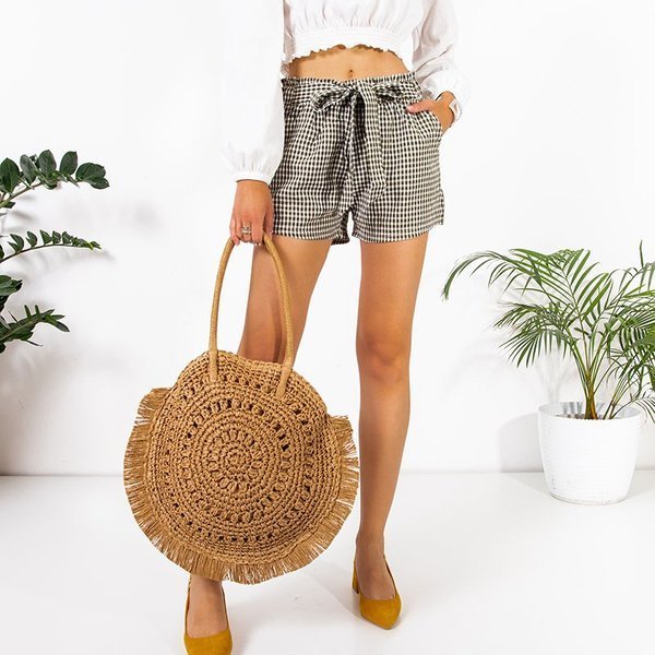 Royalfashion Zielone damskie spodenki w kratkę