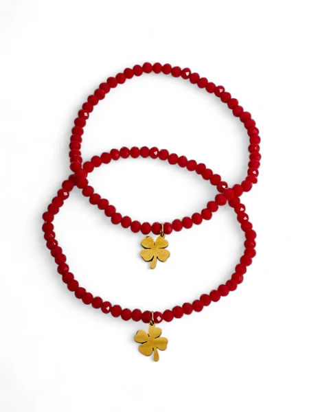 Royalfashion Dwie Bransoletki damskie z zawieszką koniczynki