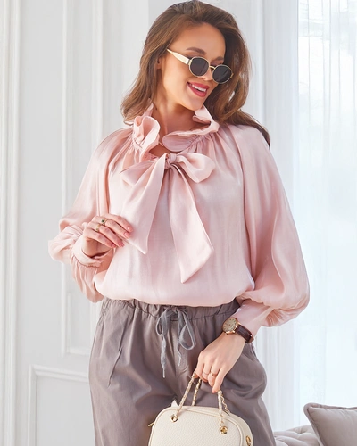 Royalfashion Połyskująca damska koszula z ozdobnym kołnierzykiem