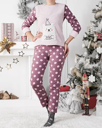 Royalfashion Piżama damska a'la polarowa Hello Winter