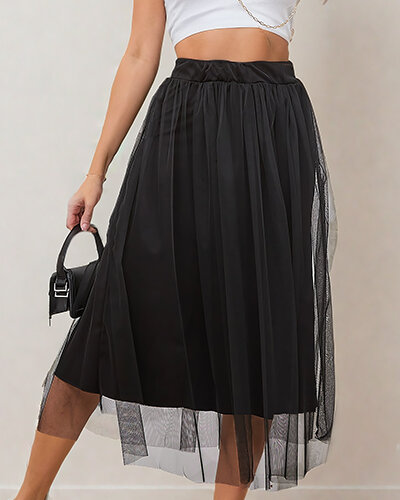 Royalfashion Damska dwuwarstwowa spódnica midi