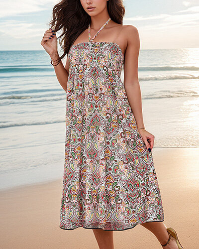 Royalfashion Damska sukienka midi z printem