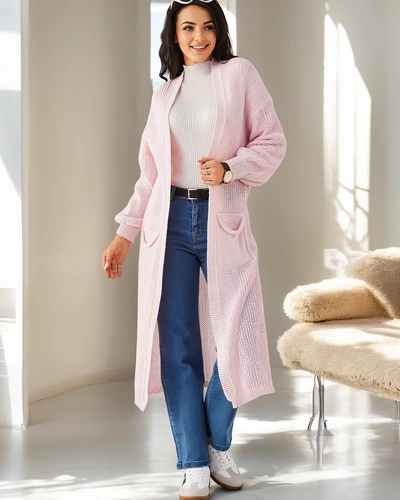 Royalfashion Akrylowy dzianinowy damski kardigan