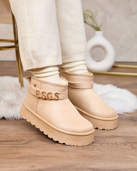 Royalfashion Beżowe damskie buty a'la śniegowce z ozdobą Esgala