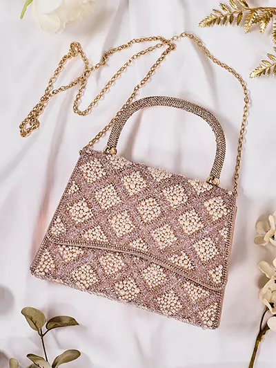Royalfashion Mała torebka damska z cyrkoniami i perełkami