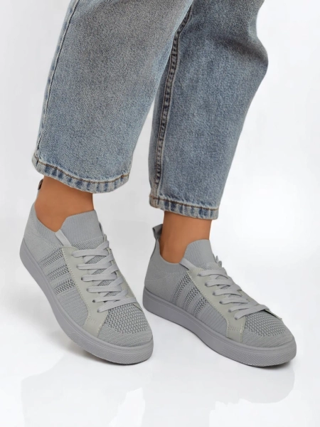 Androsia Gray Sneakers – Stylowe buty sportowe płaskie na lato i wiosnę