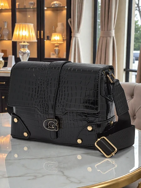 Lakierowana Mała damska torebka z eko skóry Lune Mua