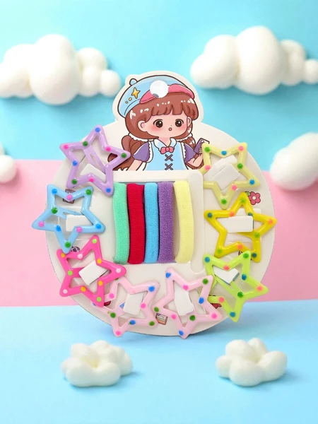 Zestaw kolorowych spinek i gumek do włosów dla dzieci