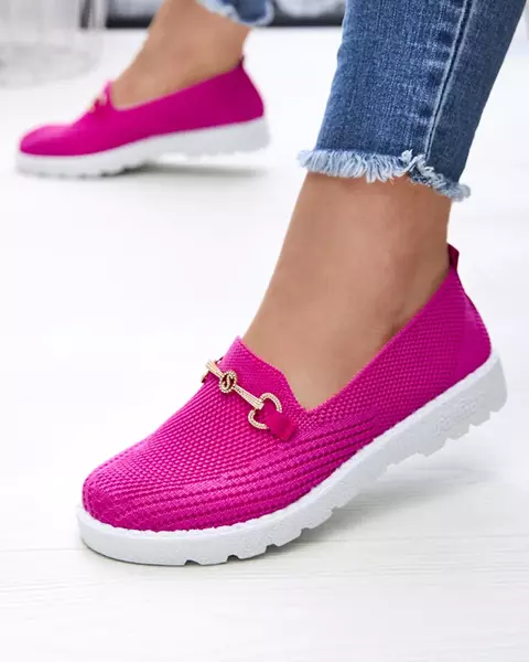 Royalfashion Fuksjowe damskie tenisówki slip on ze złotą ozdobą Enelida