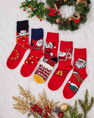 Royalfashion Długie męskie świąteczne skarpety 5/pak