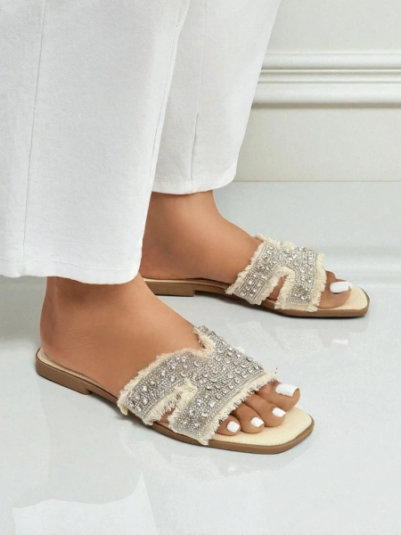 Royalfashion Klapki damskie z cyrkoniami CrystalEase