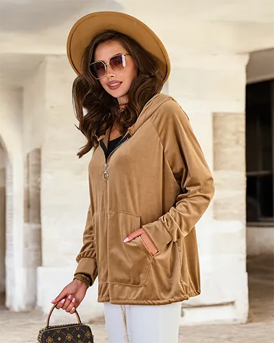 Royalfashion Rozpinana bluza z kapturem damska