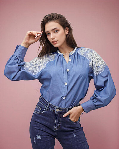 Royalfashion Koszula damska z cyrkoniami