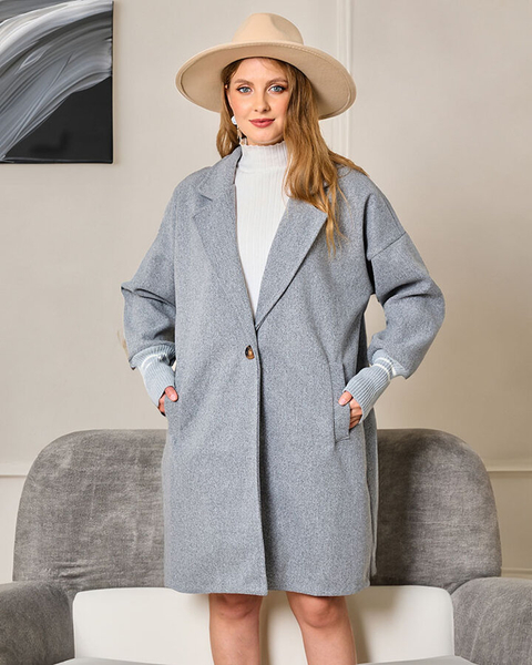 Royalfashion Damska kurtka płaszcz do kolan w kolorze szarym