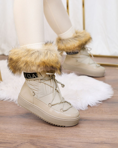 Royalfashion Бежеві черевики-сліпони a'la снігоступи жіночі Gomllo