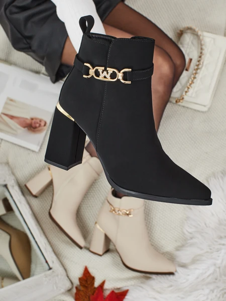 Botki damskie eko zamszowe na słupku Ostirena