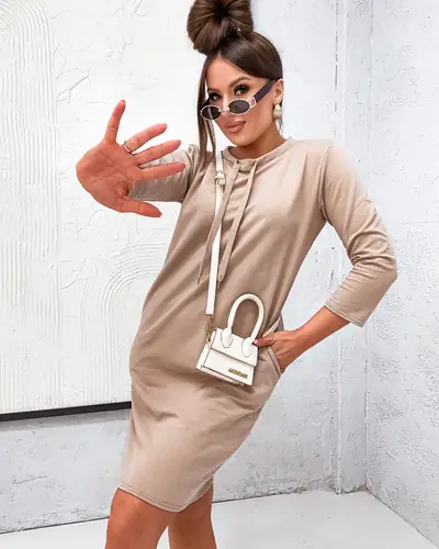 Royalfashion Bawełniana damska sukienka tkaninowa mini