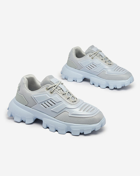 Royalfashion Szaro- niebieskie tkaninowe sportowe sneakersy męskie Lamkim