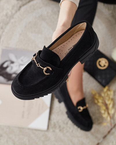 Royalfashion  Ażurowe damskie mokasyny z łańcuszkiem Imerila