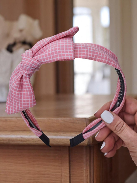 Royalfashion Opaska do włosów z kokardką w kratkę Gosia