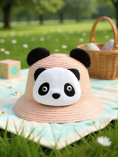 Royalfashion Dziecięcy Kapelusz Słomkowy Panda
