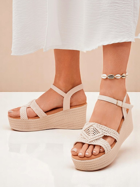 Royalfashion Damskie sandały na koturnie plecione Sunny Day