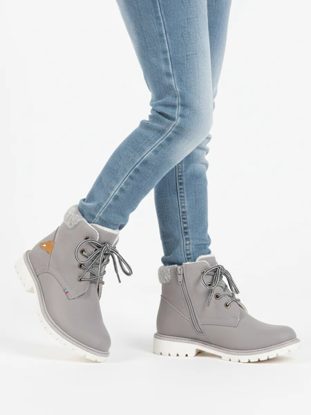 Royalfashion Szare chłopięce ocieplane trzewiki Tiptop