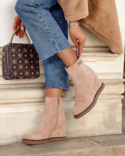 Royalfashion Botki damskie na koturnie Serda