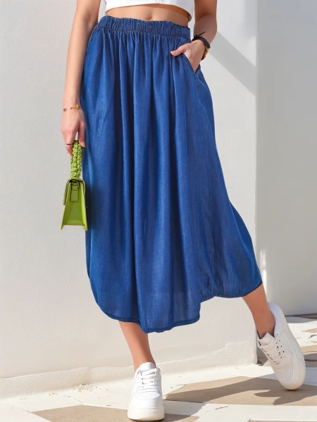 Royalfashion Damska spódnica midi a'la jeansowa