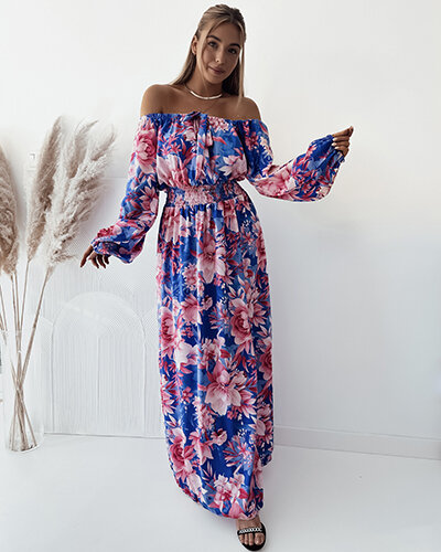 Royalfashion Damska sukienka midi z oryginalnym wzorem