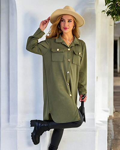 Royalfashion Damski płaszcz typu koszula