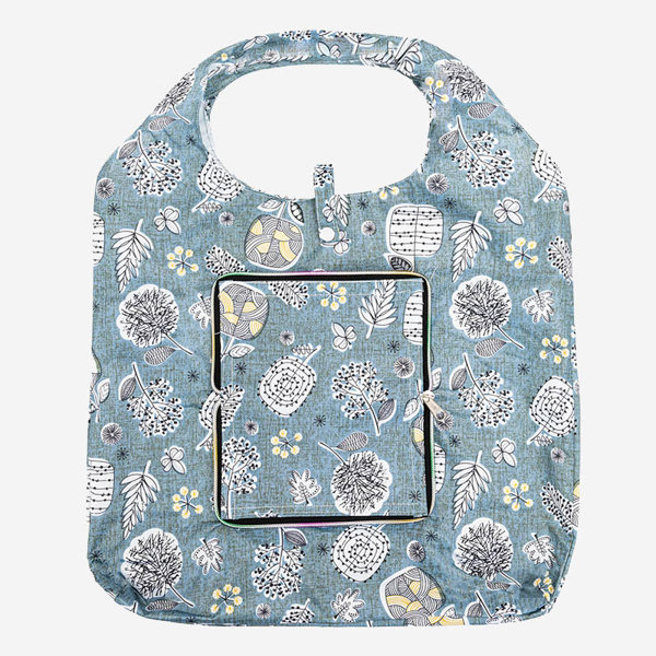 Royalfashion Szara torba zakupowa składana w portfel z roślinnym wzorem