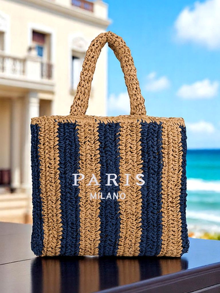 Royalfashion Duża słomiana torebka damska Straw Stripe