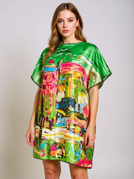 Pareo Athenia Verde by Royalfashion – kolorowa sukienka z poliestru do kolan