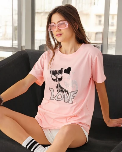 Royalfashion Bawełniany damski t-shirt Cat Love