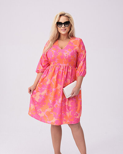 Royalfashion Damska sukienka do kolan z printem PLUS SIZE