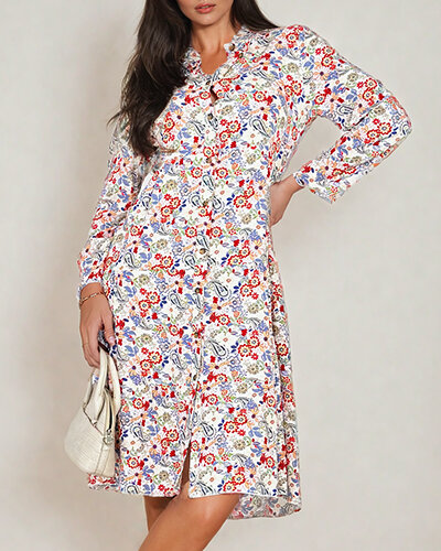 Royalfashion Damska sukienka midi wzorzysta