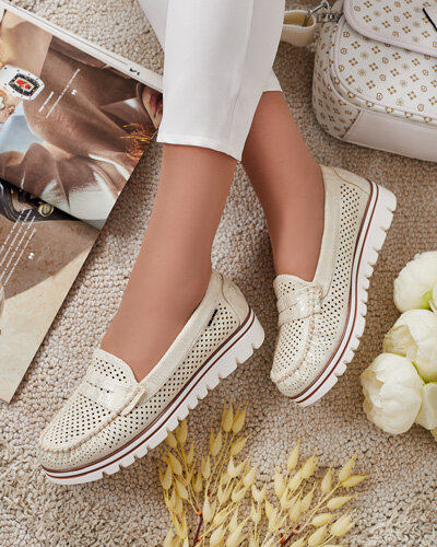 Royalfashion Ażurowe mokasyny damskie Leteller