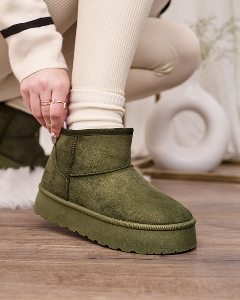 Royalfashion Zielone buty śniegowce damskie na platformie Ersinella
