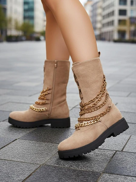 Royalfashion Botki damskie typu workery w kolorze jasnobrązowym Goserre