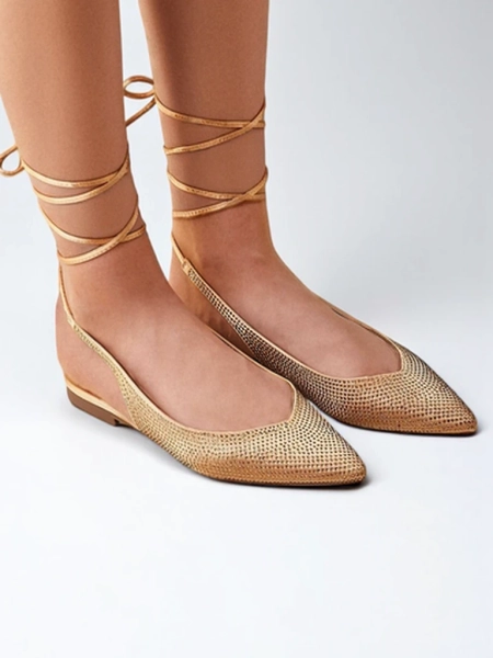 Royalfashion Damskie baleriny z cyrkoniami bez pięty Daggas