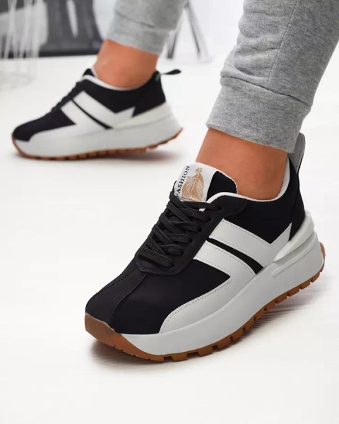 Жіночі чорні спортивні туфлі з екошкіри з кольоровими вставками Tifora- Footwear