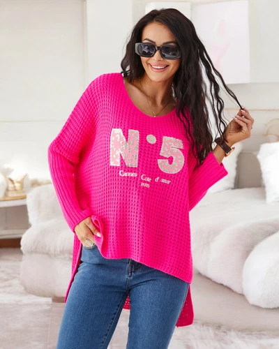 Royalfashion Akrylowy damski sweter dzianinowy z napisami