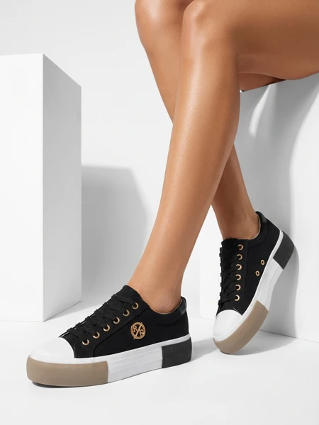 Czarne sneakersy damskie Aurelio Canvas