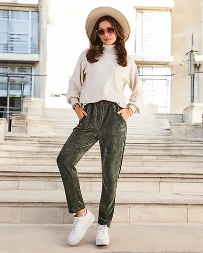 Royalfashion Proste damskie spodnie a 'la sztruksowe